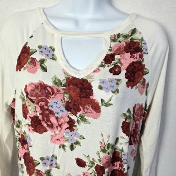 Absolutely Famous Floral Raglan Knit Top M - Picture 2 of 6
